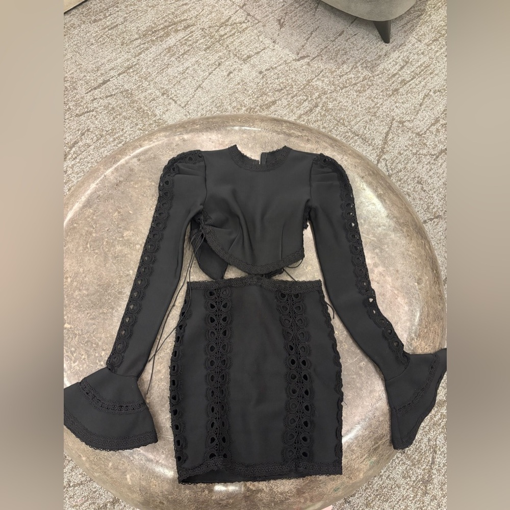 Elegant Black Lace-Up Dress